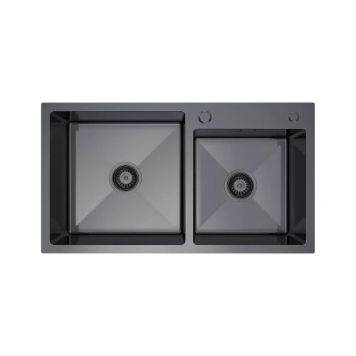 Zlewozmywak dwukomorowy 78x45 grafitowy