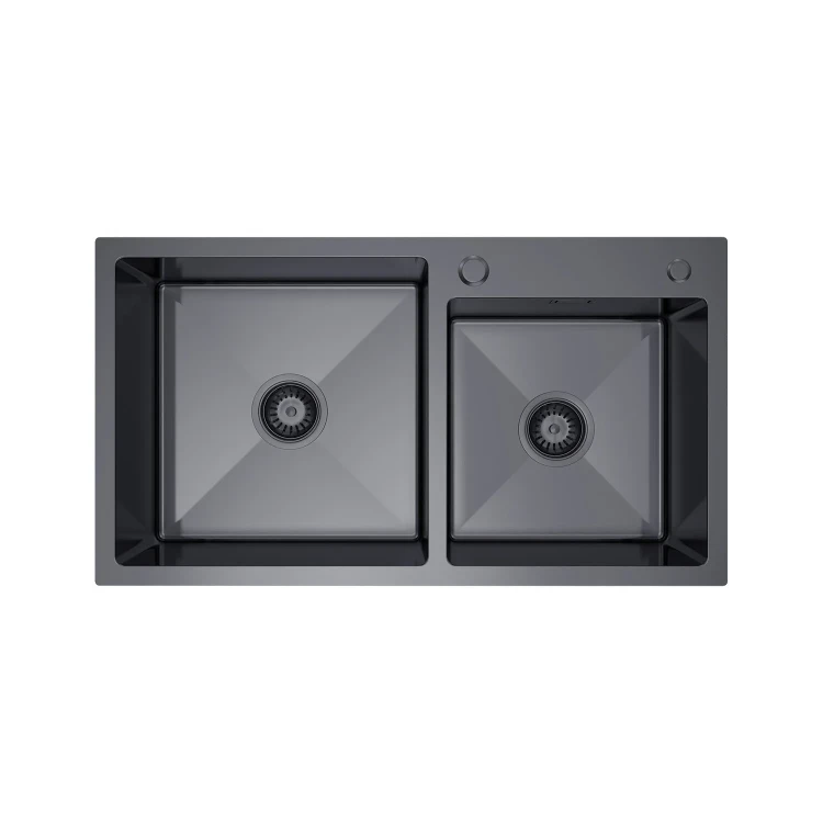 Zlewozmywak dwukomorowy 78x45 grafitowy