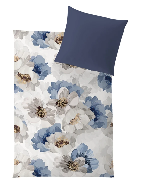 posciel w duze niebieskie kwiaty tencel antibes