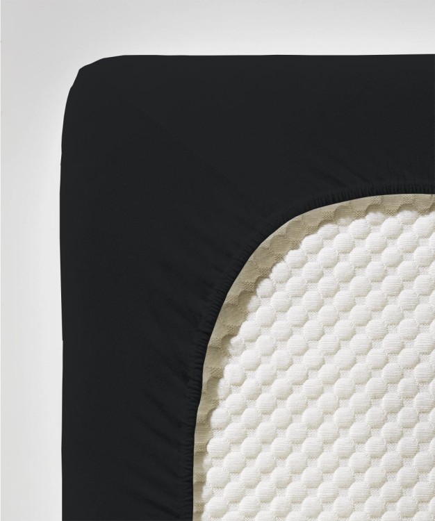 Prześcieradło z gumką jersey czarne JENNY C Fleuresse